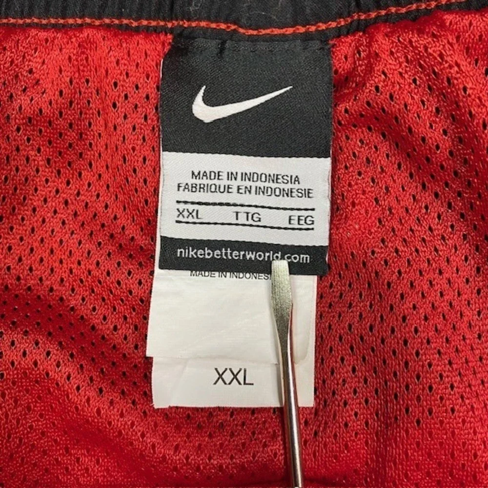 Nike Mens Swim Trunks Red Black White Logo‎ Mesh Lined XXL 2XL